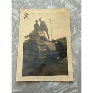 Vintage WWI Era Soldier Tank Snapshot Photo Virginia Art Co Richmond VA 3.5x2.5